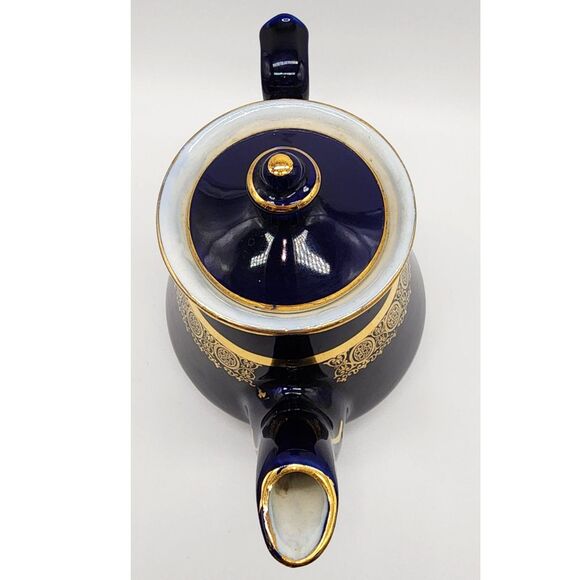 Vintage Hall Royal Blue & Gold Collectible Teapot 063X 6 Cup - Picture 6 of 9